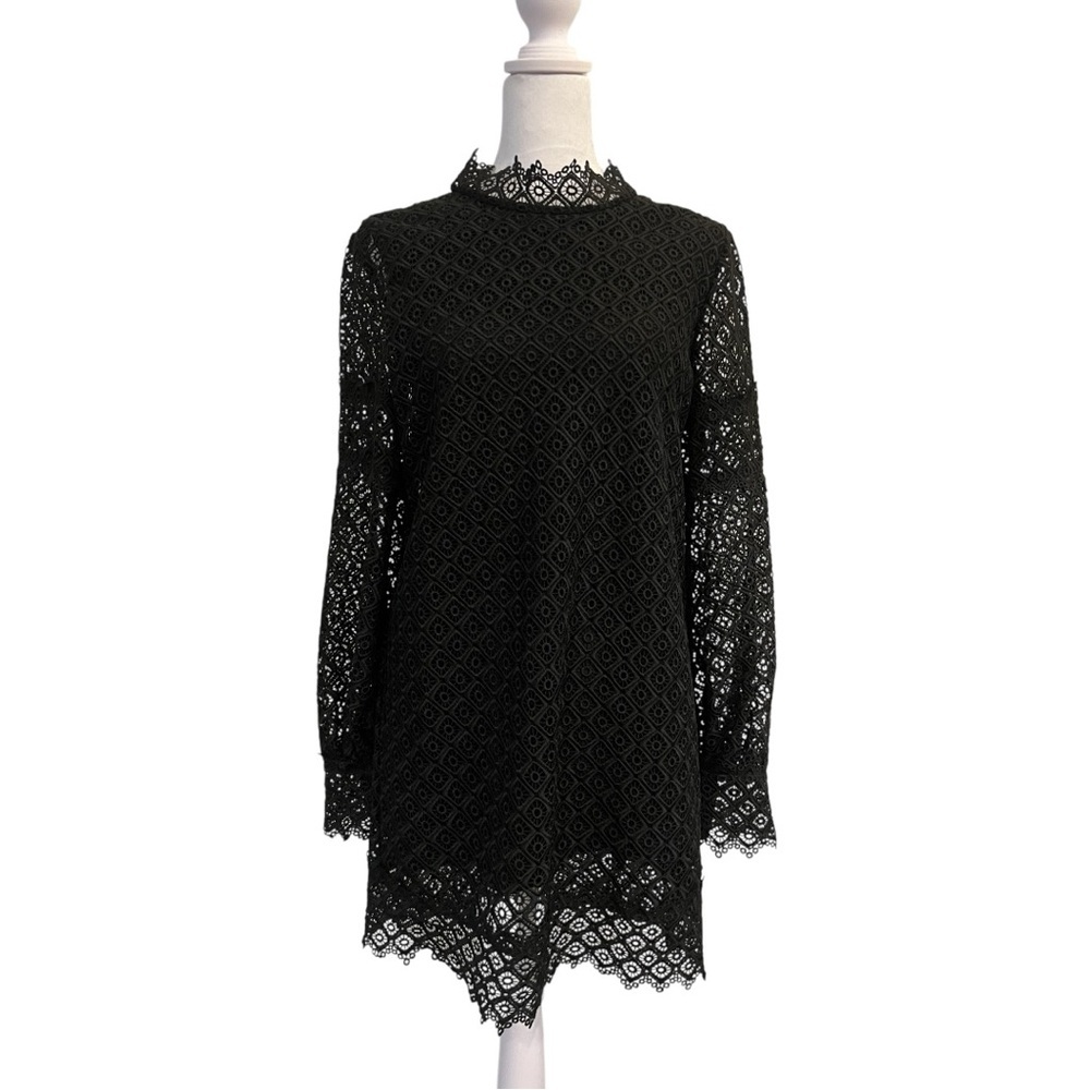 IRO Black Sheath Dress with Bishop Sleeves and Mock Neck